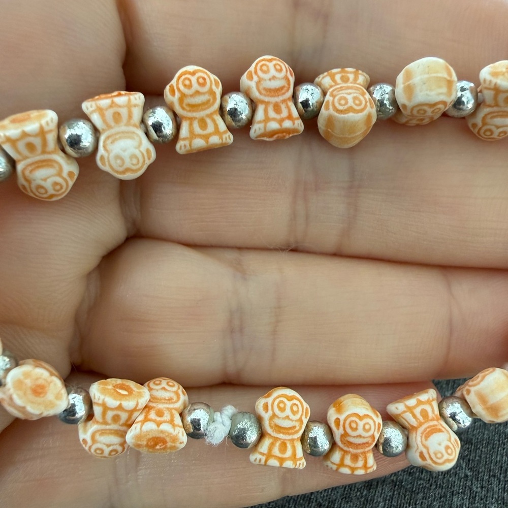 Green and Orange Buddha Bead Bracelet Set of 2 - Picture 4 of 6